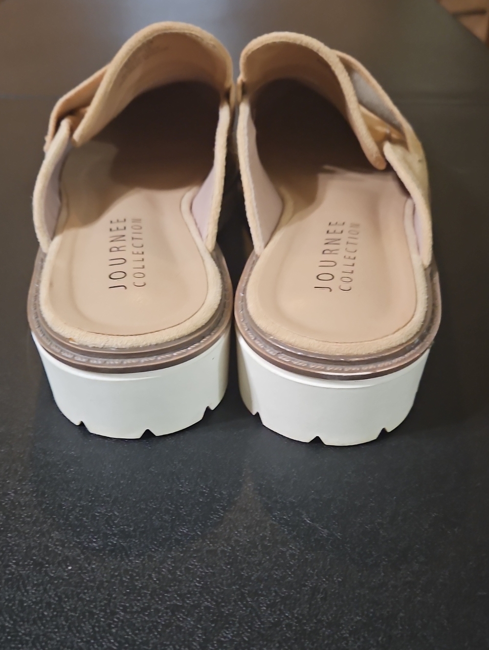 Journee Collection Women’s Beige Suede Slip-On Loafer Mules - Picture 4 of 7